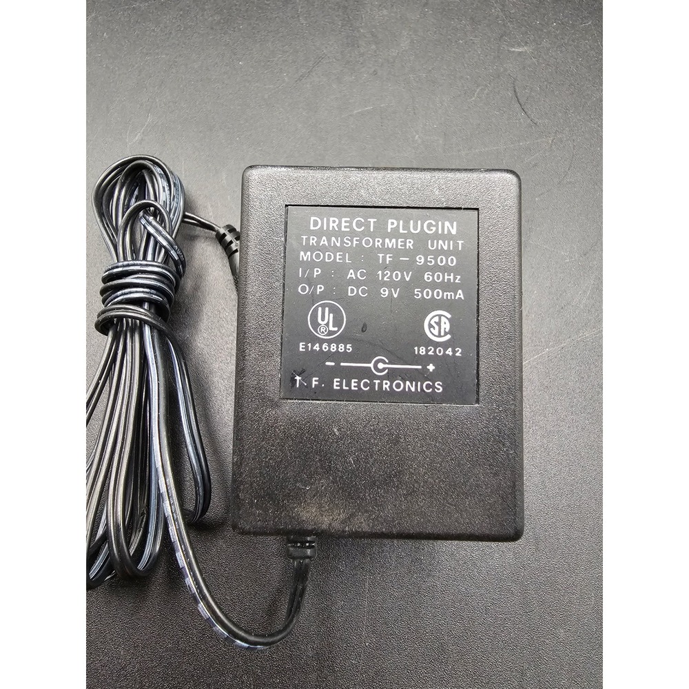 TF Electronics TF-9500 AC Adapter Power Supply 9V 500mA Center Negative Black 9